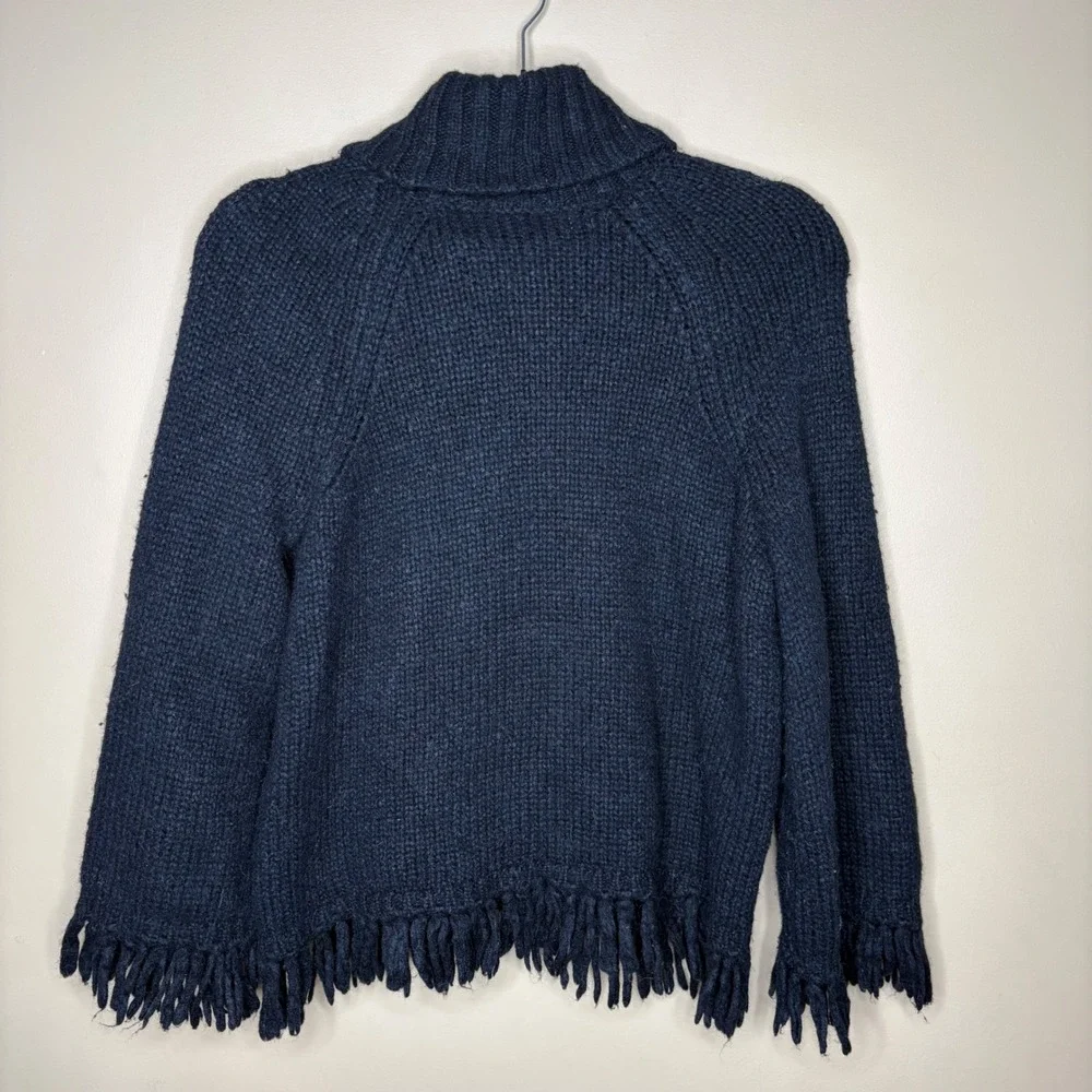 Tory Burch Jennifer Fringe Wool Alpaca Blend Sweater 33954 Womens Medium